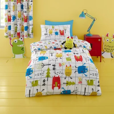 Dunelm Cosatto Monster Mob 100% Cotton Duvet Cover and Pillowcase Set White