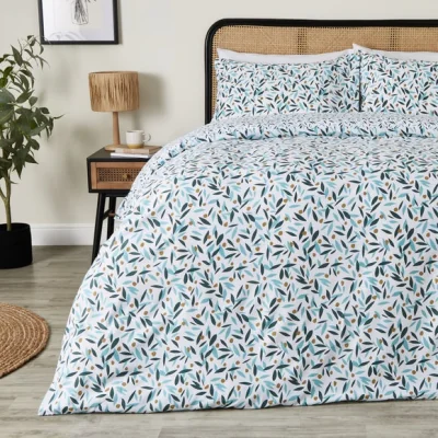 Dunelm Super Soft Aimee Green Microfibre Duvet Cover and Pillowcase Set Green