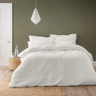Dunelm Everlee 100% Cotton Duvet Cover and Pillowcase Set White