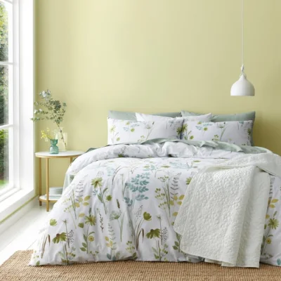 Dunelm Spring Meadows Duvet Cover & Pillowcase Set Green