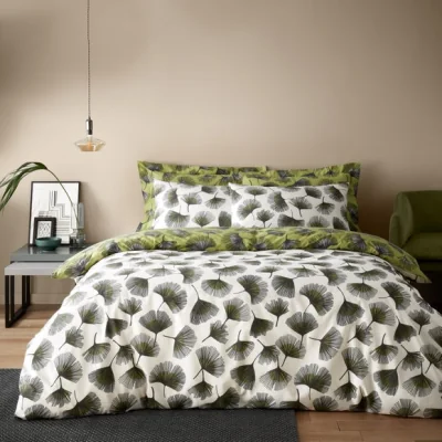 Dunelm Modern Ginko Fern Duvet Cover and Pillowcase Set Fern (Green)