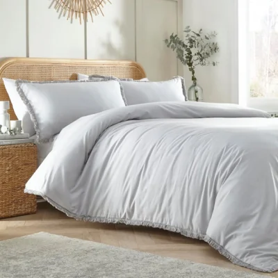 Dunelm Claire Duvet Cover and Pillowcase Set Grey Grey