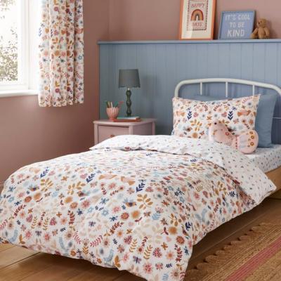 Dunelm Folk Floral 100% Cotton Duvet Cover & Pillowcase Set
