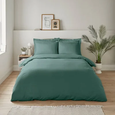 Dunelm Super Soft Microfibre Duvet Cover and Pillowcase Set Forest (Green)