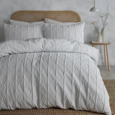 Dunelm Serene Crinkle Stripe Duvet Cover & Pillowcase Set