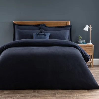Dunelm Alston Waffle Navy Duvet Cover and Pillowcase Set Navy