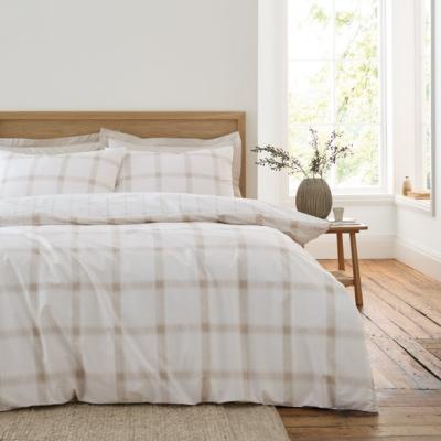 Dunelm Bianca Oxton Check 200 Thread Count 100% Cotton Duvet Cover & Pillowcase Set
