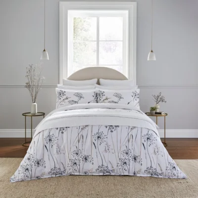 Dunelm Dorma Purity Meadow 100% Cotton Duvet Cover and Pillowcase Set Brown/White/Black