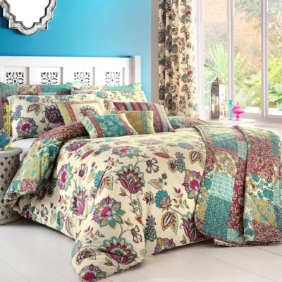 Dunelm Dreams and Drapes Marinelli Reversible Duvet Cover and Pillowcase Set Green