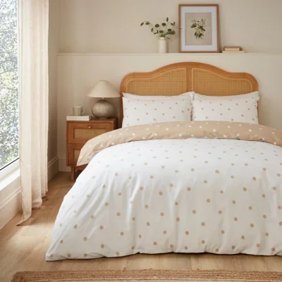 Dunelm Polka Dot Polycotton Duvet Cover & Pillowcase Set