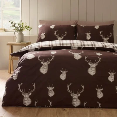 Dunelm Catherine Lansfield Stag Polycotton Duvet Cover & Pillowcase Set