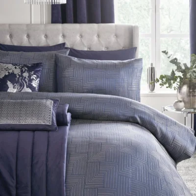 Dunelm Palladio Navy Geometric Duvet Cover and Pillowcase Set Navy (Blue)