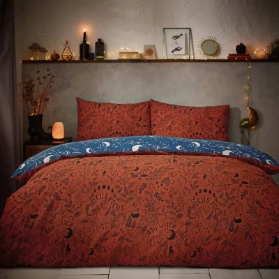 Dunelm furn. Witchy Vibes Duvet Cover Set Rust Rust