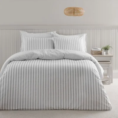 Dunelm Durham Textured Stripe 100% Cotton Duvet Cover & Pillowcase Set