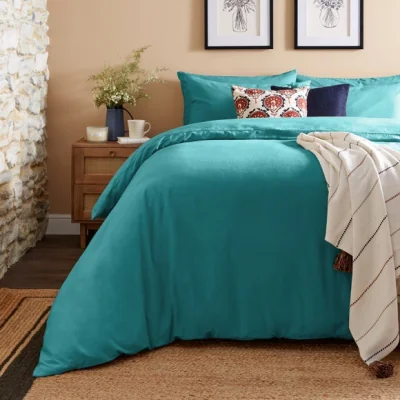 Dunelm Simply Brushed Cotton Teal Green Duvet Cover & Pillowcase Set Teal (Green)