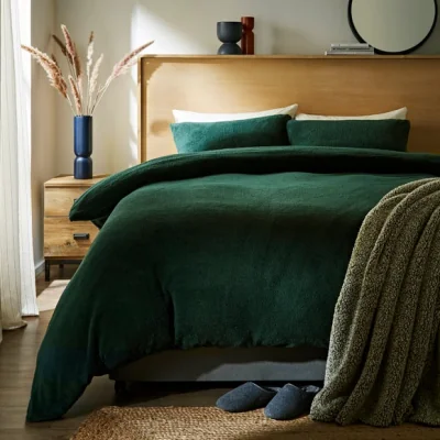 Dunelm Teddy Duvet Cover and Pillowcase Set Teddy Green
