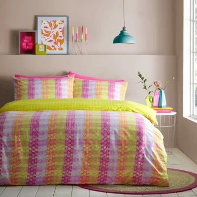 Dunelm furn. Neola Duvet Cover & Pillowcase Set Yellow/Pink/White