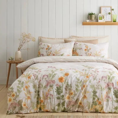 Dunelm Autumn Floral Trail 100% Cotton Duvet Cover & Pillowcase Set