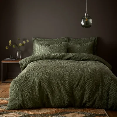 Dunelm Mandalay Olive Duvet Cover and Pillowcase Set Olive