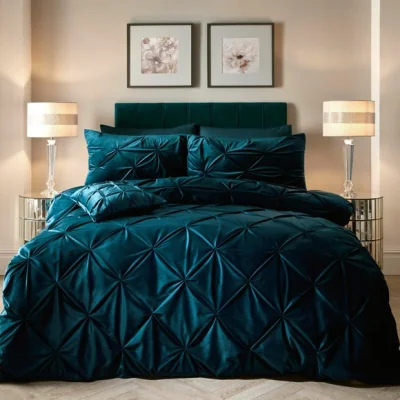 Dunelm Soiree Mira Teal Duvet Cover and Pillowcase Set Teal (Green)