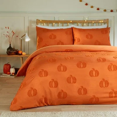 Dunelm Duvet Day Pumpkin Fields Duvet Cover and Pillowcase Set