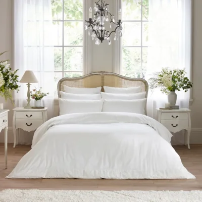 Dunelm Dorma Elmley Embroidered 100% Cotton Sateen Duvet Cover & Pillowcase Set