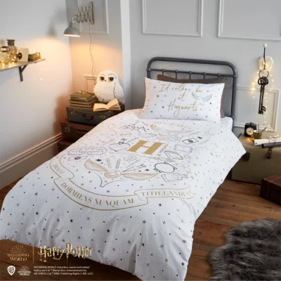 Dunelm Harry Potter Hogwarts Duvet Cover and Pillowcase Set Grey