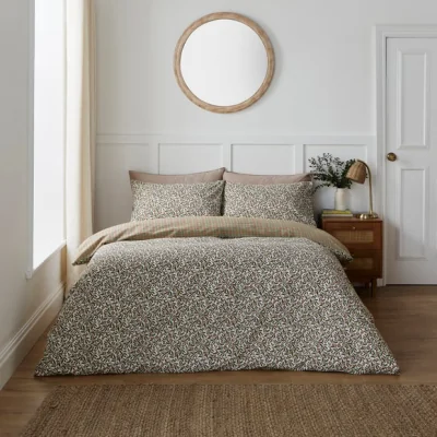 Dunelm Cosy Autumn Spring Olive Duvet Cover & Pillowcase Set Olive (Green)