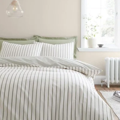 Dunelm Bianca Hampton Stripe 200 Thread Count 100% Cotton Duvet Cover & Pillowcase Set