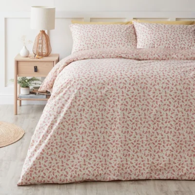 Dunelm Keira Blush Duvet Cover and Pillowcase Set Blush