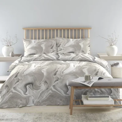 Dunelm Drift Home Marble Linen Duvet Cover and Pillowcase Set Linen