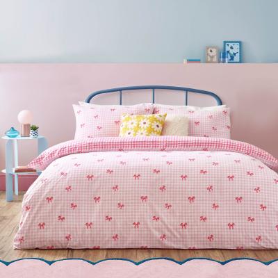 Dunelm Gingham Bows Reversible Duvet Cover and Pillowcase Set