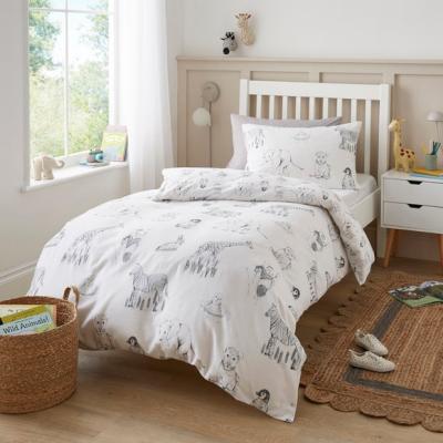 Dunelm Sketched Animals Brushed Cotton Quilt Cover and Pillowcase Set