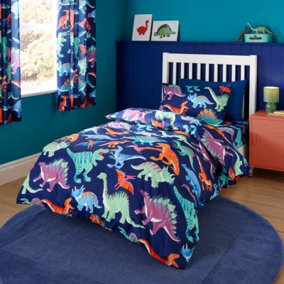 Dunelm Bright Dino Quilt Cover and Pillowcase Set