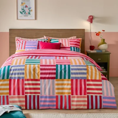 Dunelm furn. Ana Stripe Polycotton Duvet Cover & Pillowcase Set