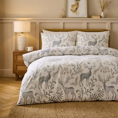 Dunelm Winter Wisp 100% Brushed Cotton Duvet Cover & Pillowcase Set