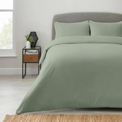 Dunelm Soft & Easycare Sage Polycotton Duvet Cover and Pillowcase Set Sage (Green)
