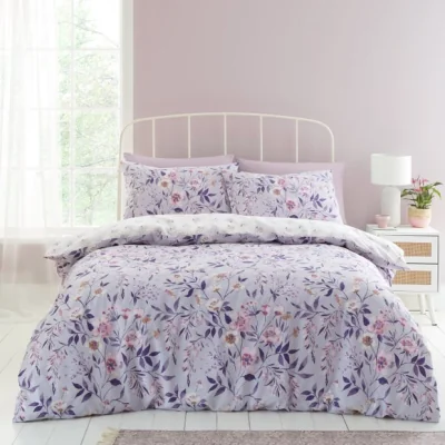 Dunelm Catherine Lansfield Isadora Floral Lilac Duvet Cover and Pillowcase Set Lilac