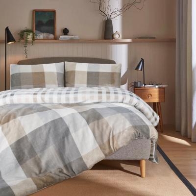 Dunelm Ludhan Checked Fleece Natural Duvet Cover and Pillowcase Set Natural
