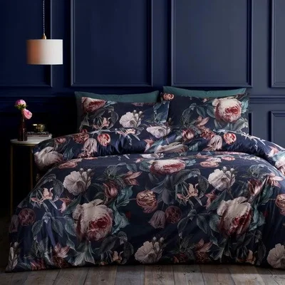 Dunelm Beatrix Floral Velvet Duvet Cover & Pillowcase Set