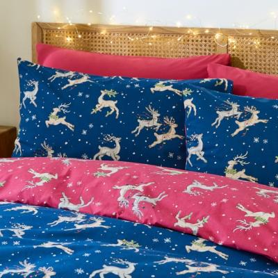 Dunelm Their Nibs Christmas Reindeer 100% Cotton Duvet Cover & Pillowcase Set