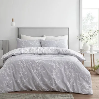 Dunelm Cassia Grey Duvet Cover & Pillowcase Set Grey