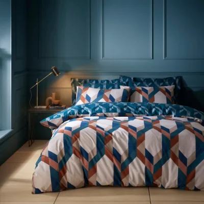 Dunelm Miras Teal Duvet Cover & Pillowcase Set Teal (Blue)