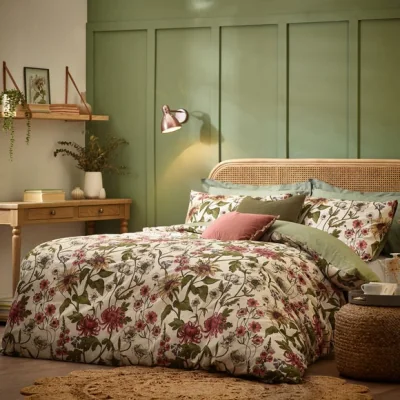 Dunelm Wylder Nature Wallflower Duvet Cover & Pillowcase Set Natural