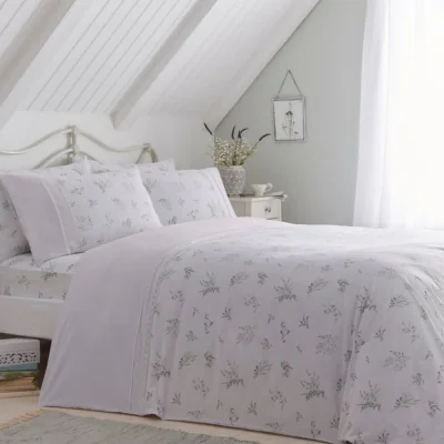 Dunelm Dreams and Drapes Decorative Chloe Duvet Cover and Pillowcase Set Purple