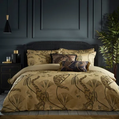 Dunelm Paoletti Moondusk Gold Duvet Cover & Pillowcase Set Gold