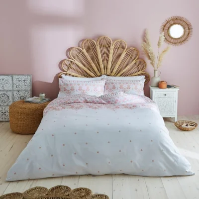 Dunelm Maeva Tile Print Duvet Cover Set Orange