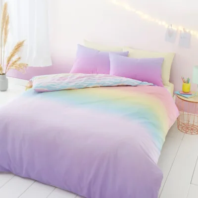 Dunelm Rainbow Ombre Duvet Cover and Pillowcase Set MultiColoured