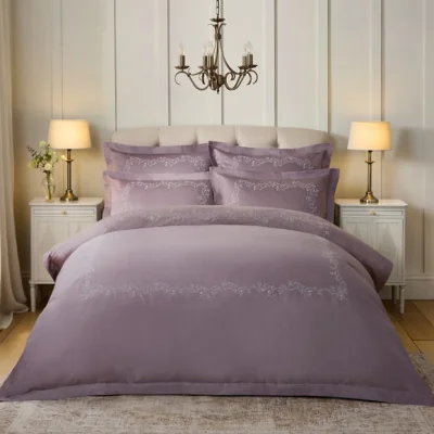 Dunelm Dorma Camerelle Embroidery 100% Cotton Sateen Duvet Cover & Pillowcase Set