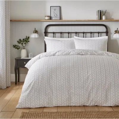 Dunelm Ditsy Stripe 100% Cotton Duvet Cover & Pillowcase Set